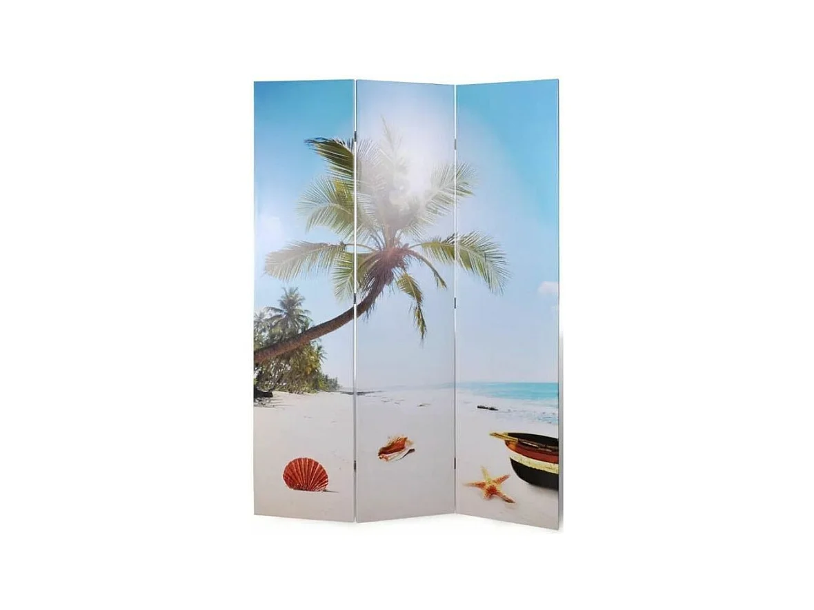 Paravent décoratif imprimé 3 volets bois Sea