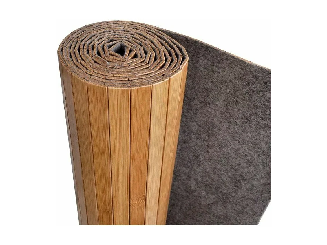 Paravent décoratif avec support non tissé bambou marron Kyca L 250 x H 165cm