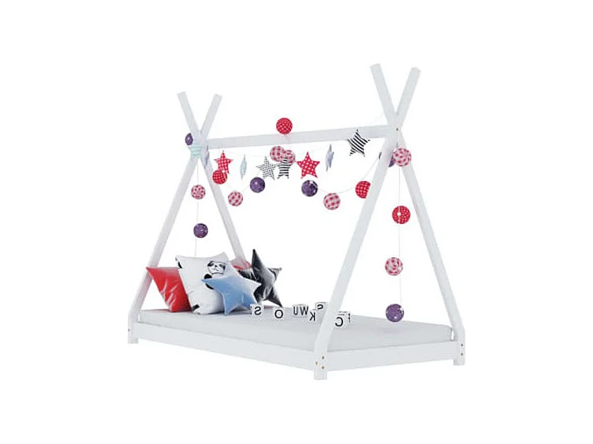 Lit enfant tente bois pin massif blanc Indiana 90x200