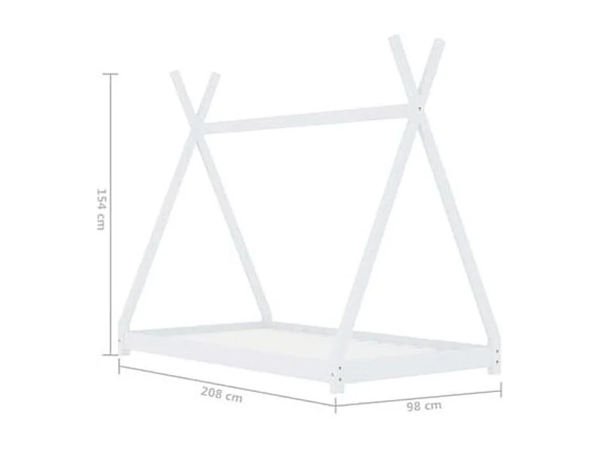 Lit enfant tente bois pin massif blanc Indiana 90x200