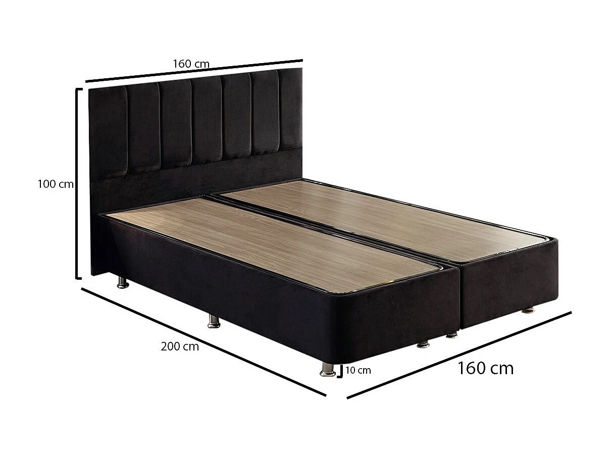 Juego de cabecero y estructura de cama Rika con caja de almacenamiento-Ropa de cama 160x200 cm
