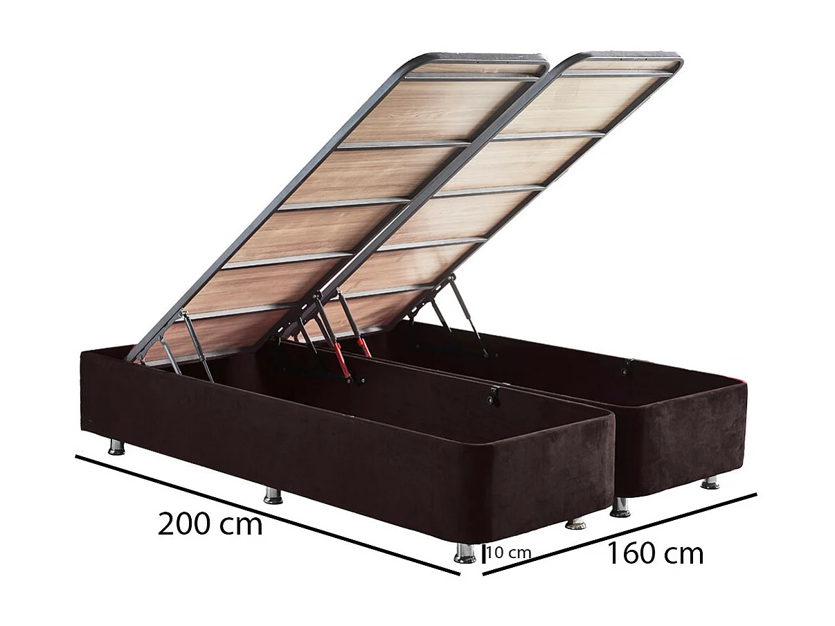 Juego de cabecero y estructura de cama Rika con caja de almacenamiento-Ropa de cama 160x200 cm