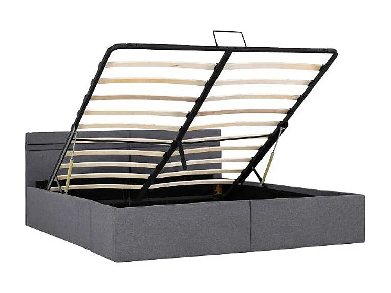 Lit coffre à LED tissu gris foncé Rundo 180x200