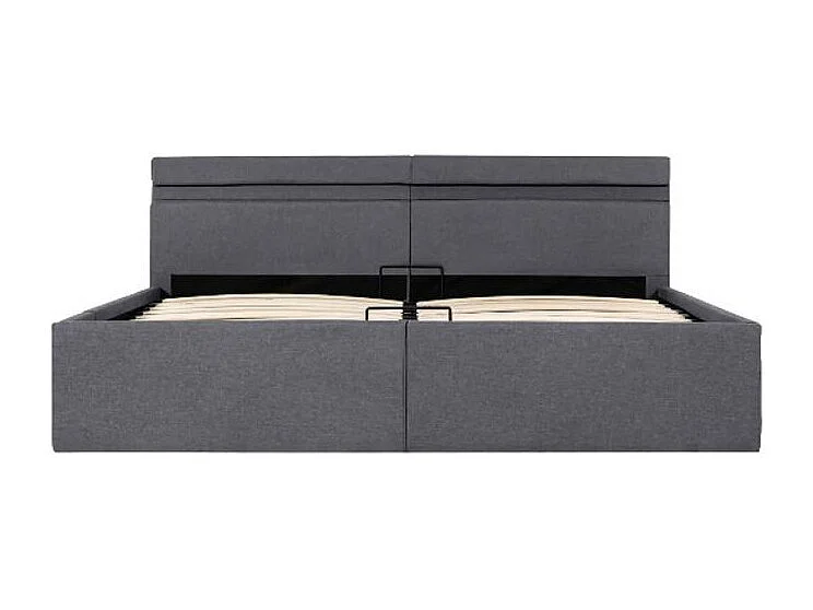 Lit coffre à LED tissu gris foncé Rundo 180x200