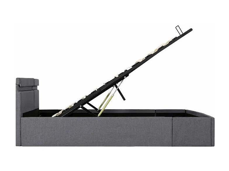 Lit coffre à LED tissu gris foncé Rundo 180x200