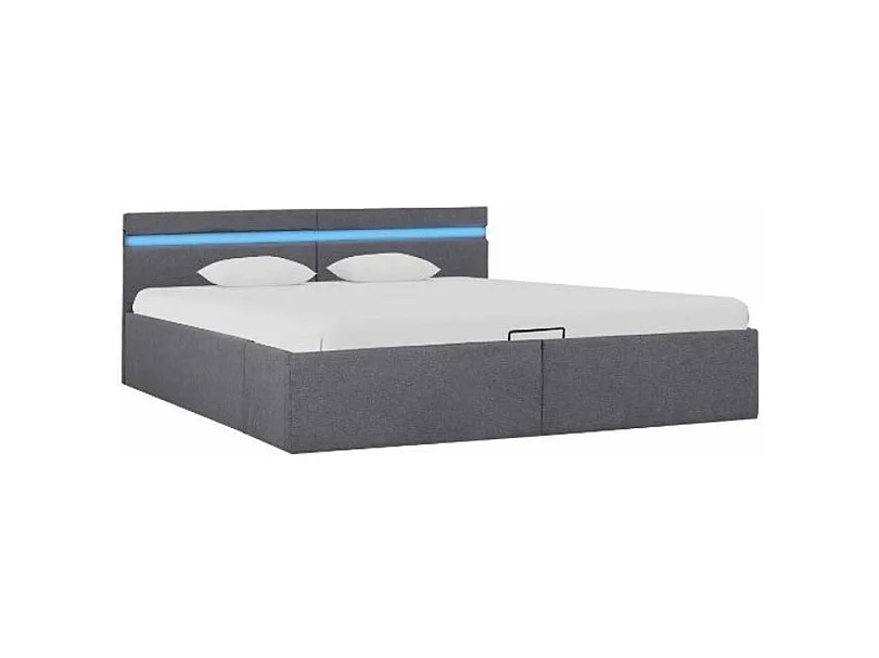Lit coffre à LED tissu gris foncé Rundo 180x200