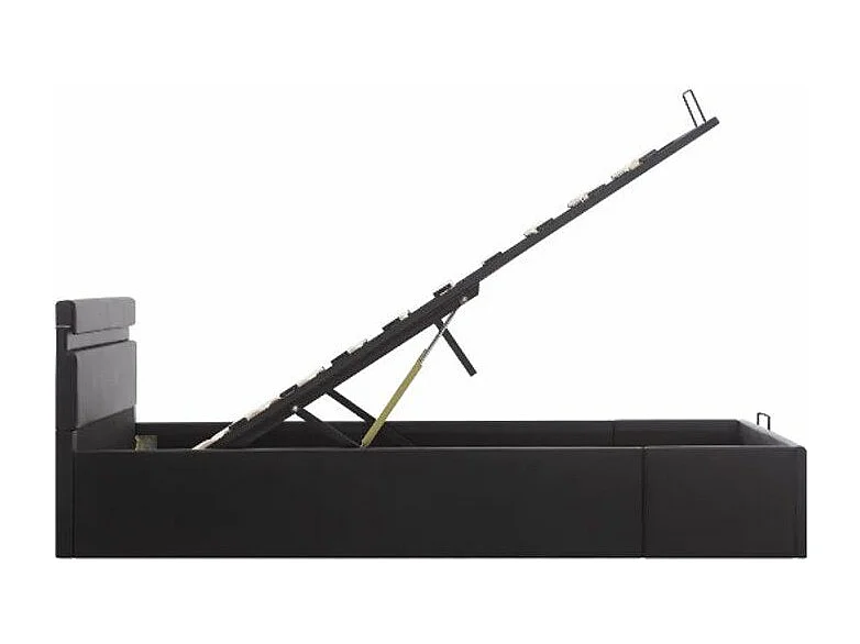 Lit coffre à LED simili cuir noir Rundi 140x200