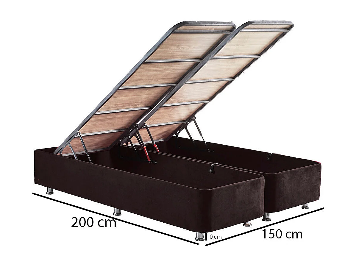 Juego de cabecero y estructura de cama Rika con caja de almacenamiento-Ropa de cama 150x200 cm