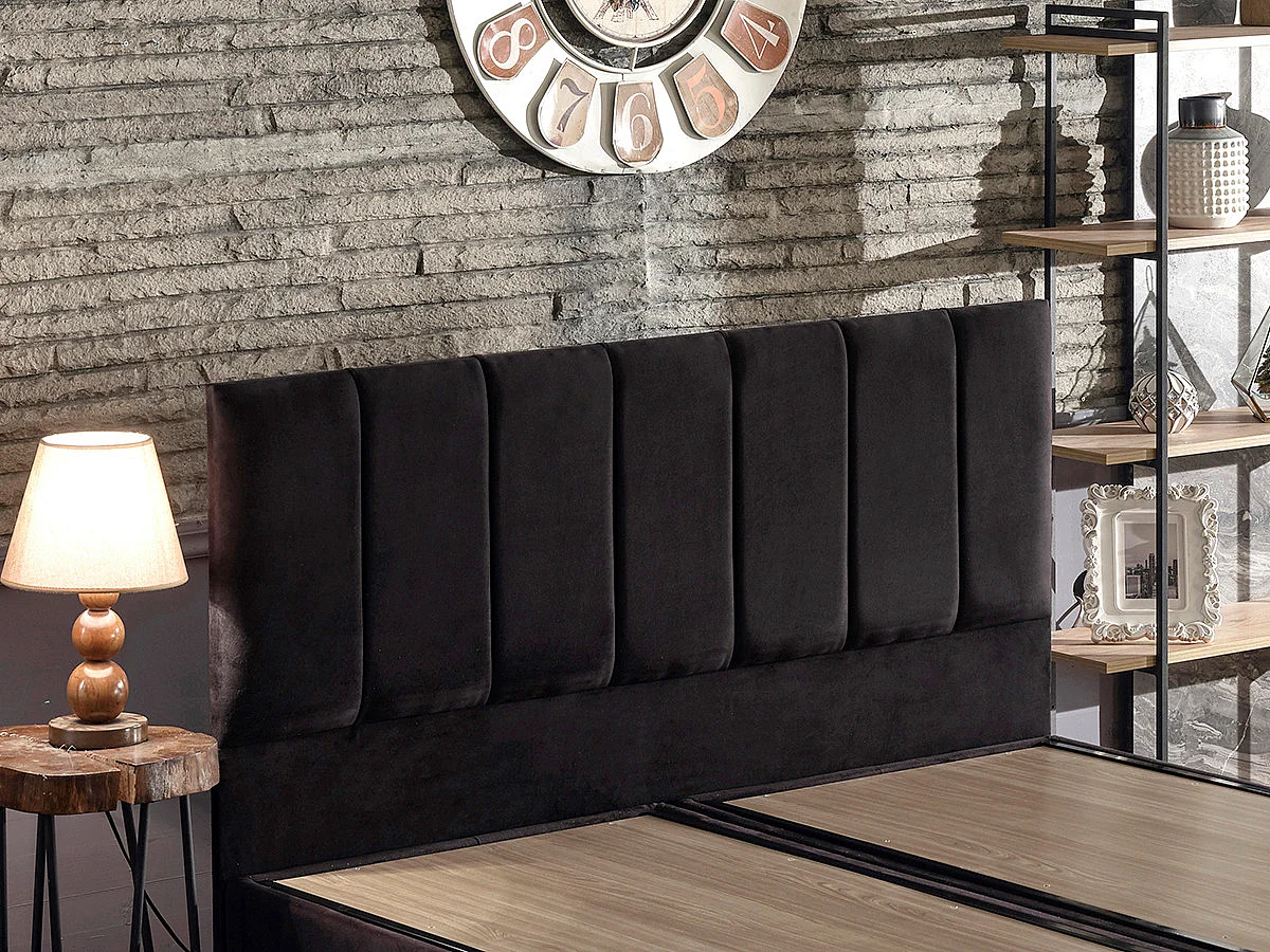 Ensemble tête de lit et cadre de lit avec coffre de rangement Rika-150x200