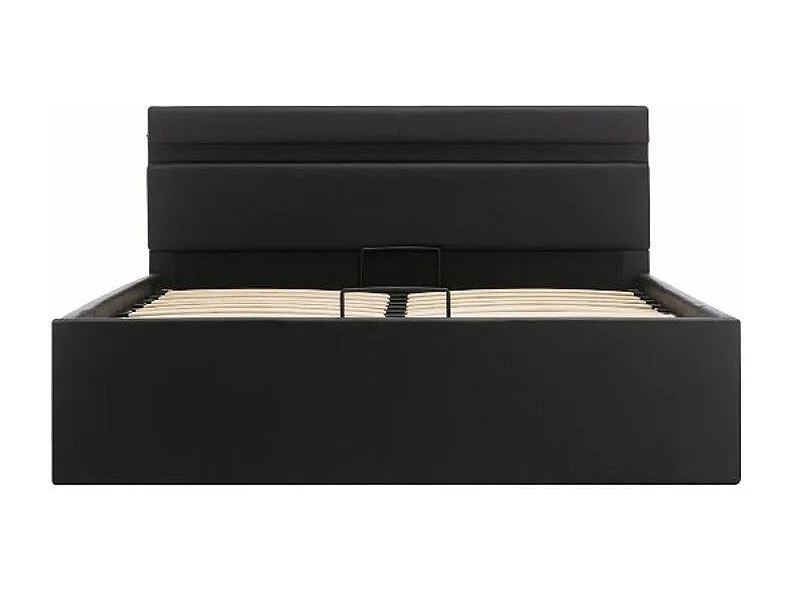 Lit coffre à LED simili cuir noir Rundi 160x200