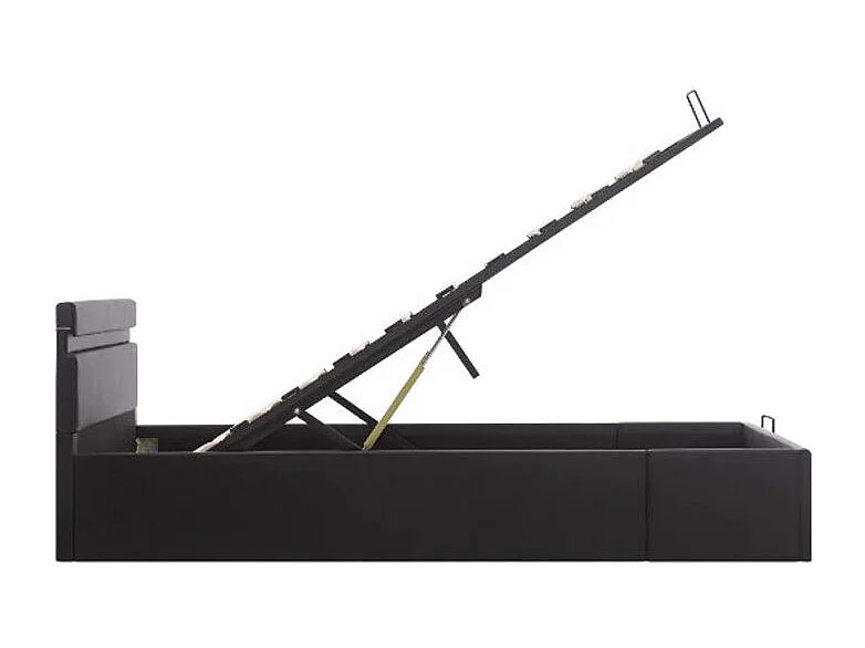 Lit coffre à LED simili cuir noir Rundi 160x200