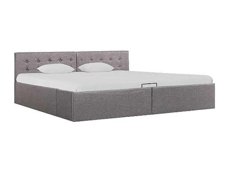 Lit coffre tissu taupe Rundo 180x200