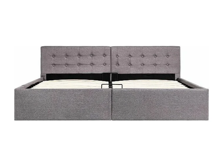 Lit coffre tissu taupe Rundo 180x200