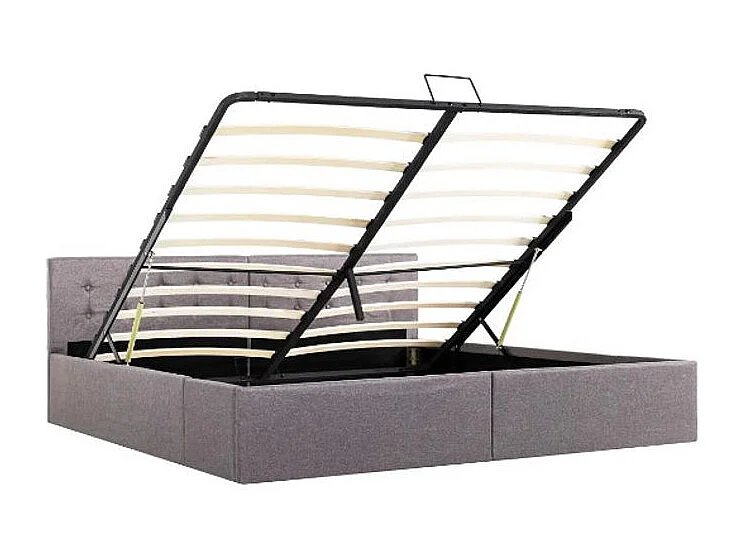 Lit coffre tissu taupe Rundo 180x200
