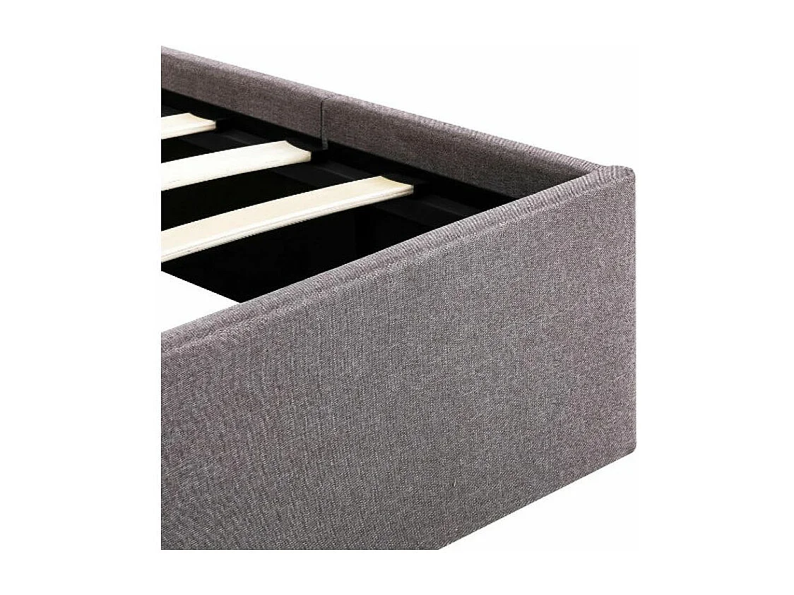 Lit coffre tissu taupe Rundo 180x200