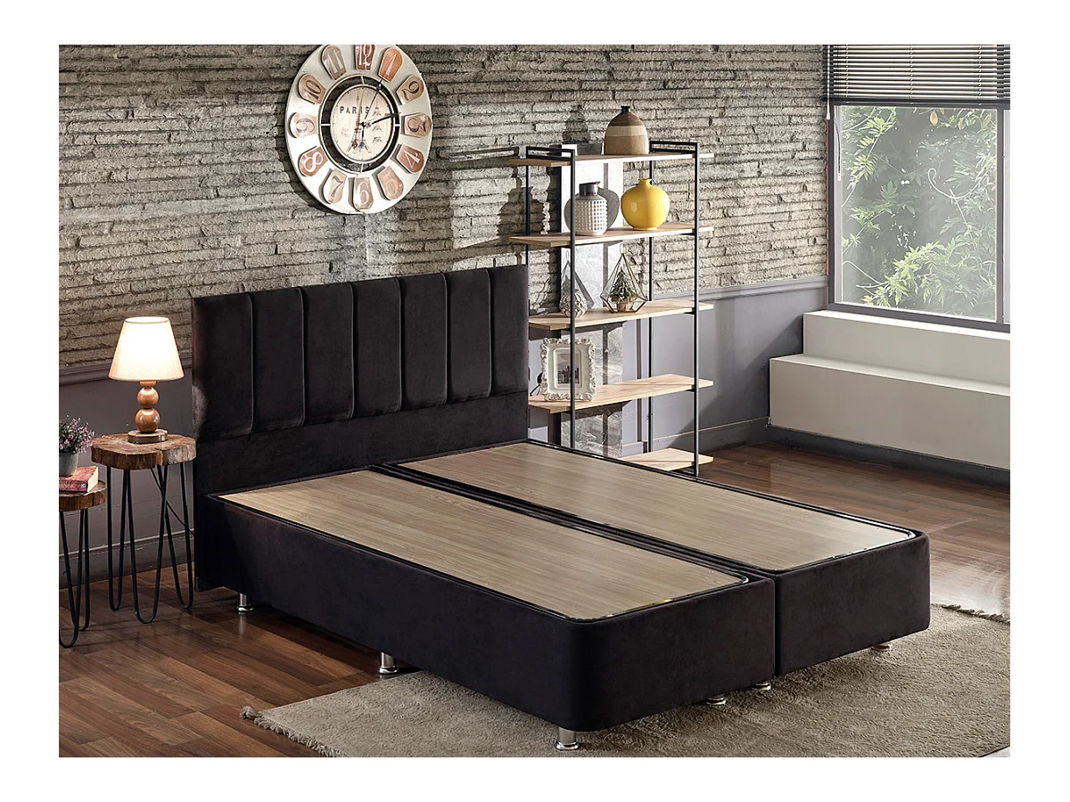 Juego de cabecero y estructura de cama Rika con caja de almacenamiento-Ropa de cama 140x190 cm