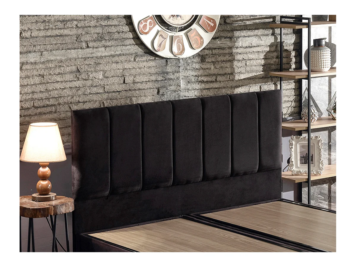 Juego de cabecero y estructura de cama Rika con caja de almacenamiento-Ropa de cama 140x190 cm