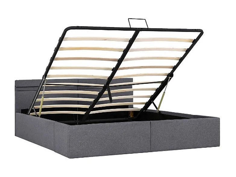 Lit coffre à LED tissu gris clair Rundo 160x200