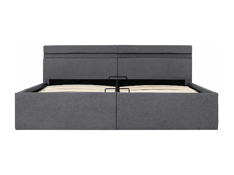Lit coffre à LED tissu gris clair Rundo 160x200