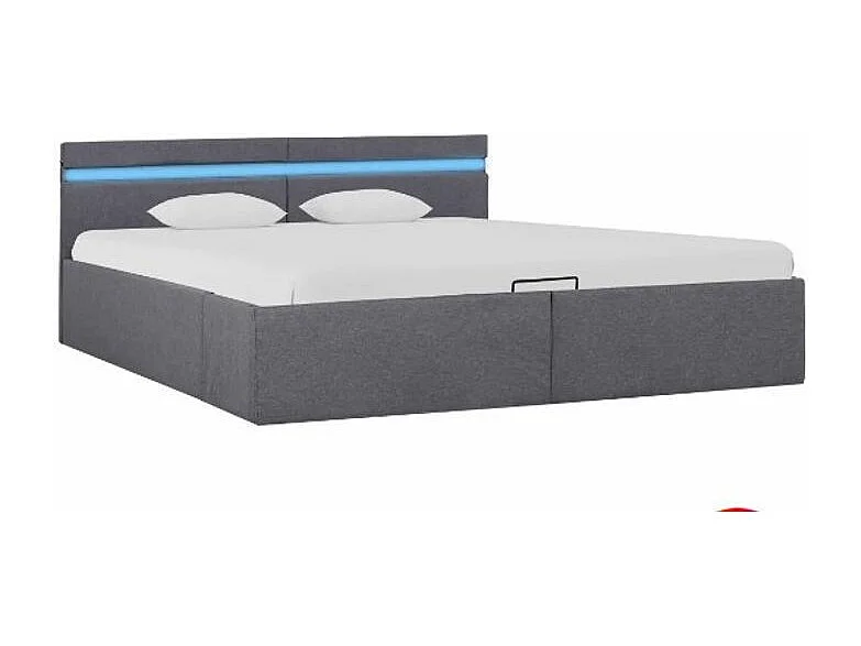 Lit coffre à LED tissu gris clair Rundo 160x200