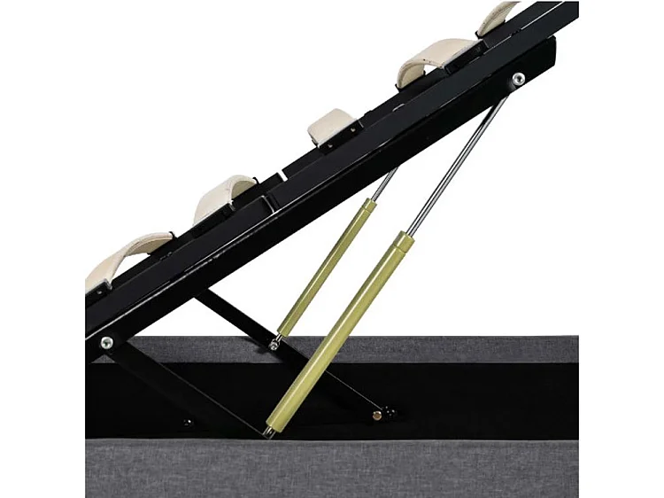 Lit coffre à LED tissu gris clair Rundo 160x200