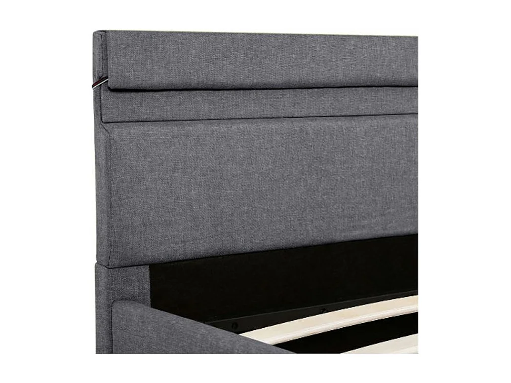 Lit coffre à LED tissu gris clair Rundo 160x200