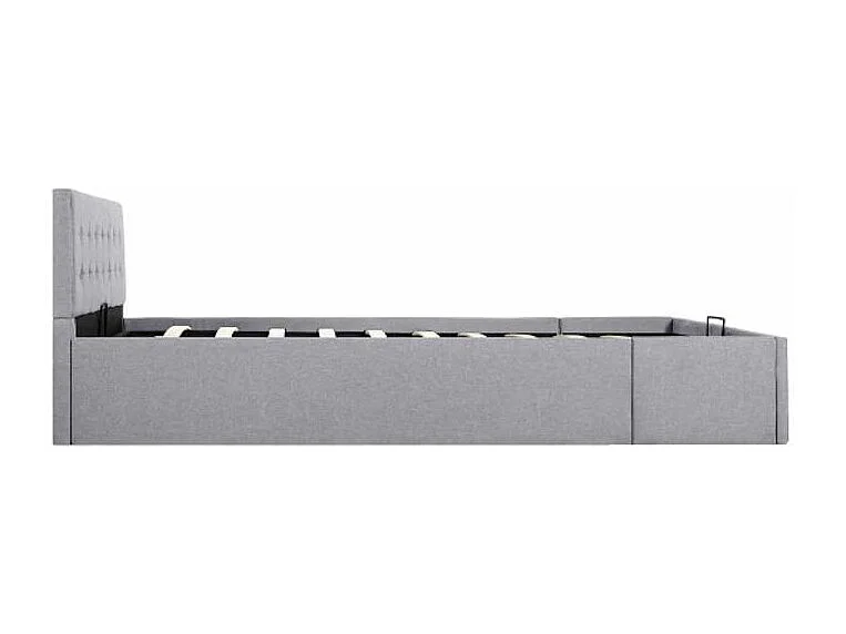 Lit coffre tissu gris clair Rundo 140x200