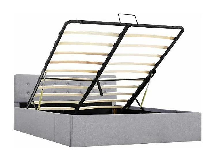 Lit coffre tissu gris clair Rundo 140x200