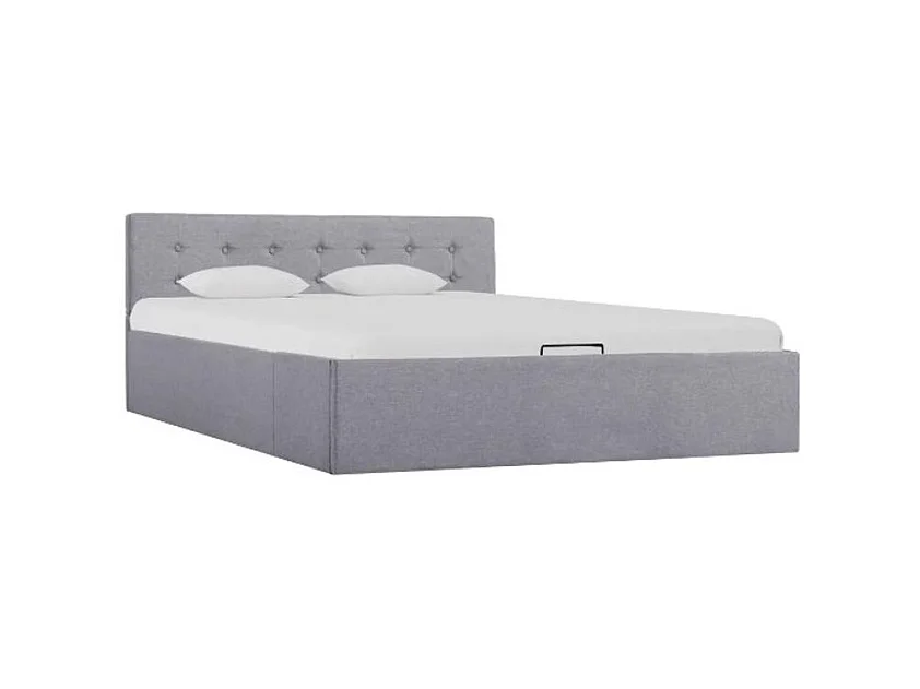 Lit coffre tissu gris clair Rundo 140x200