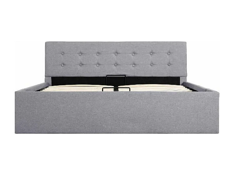 Lit coffre tissu gris clair Rundo 140x200