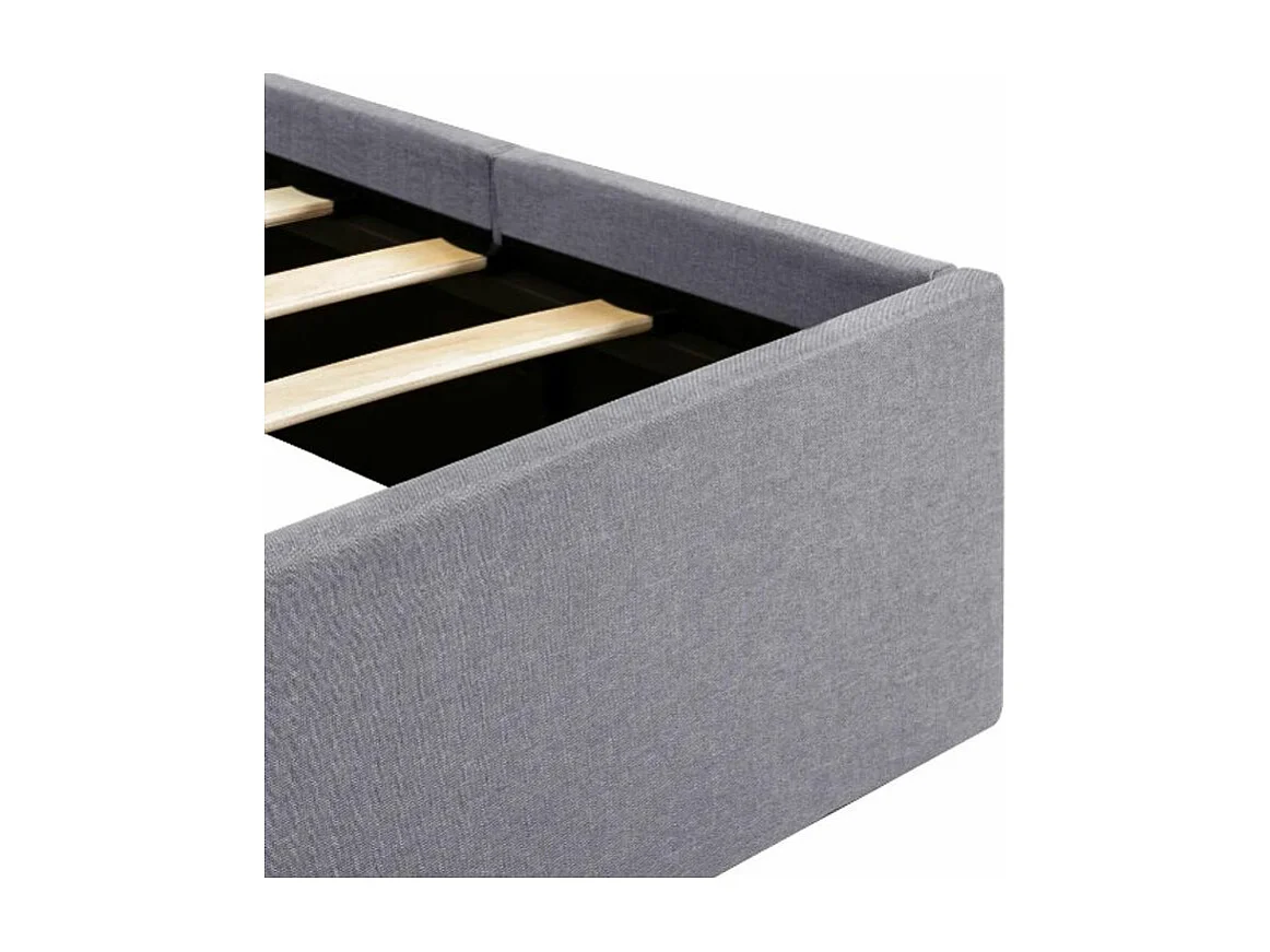 Lit coffre tissu gris clair Rundo 140x200
