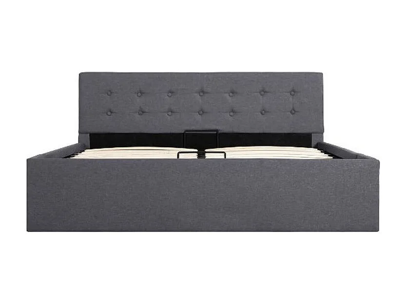 Lit coffre tissu gris foncé Rundo 140x200