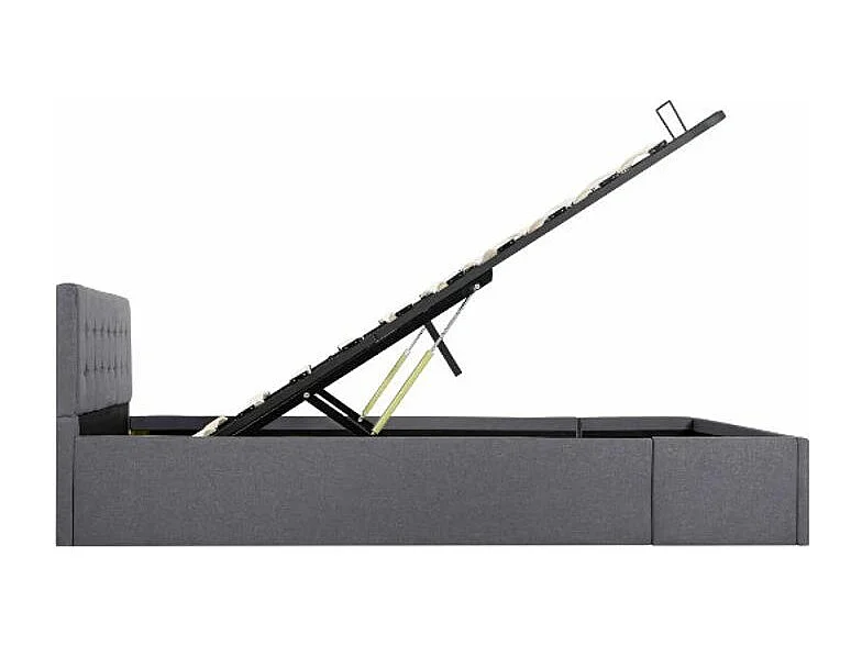 Lit coffre tissu gris foncé Rundo 140x200