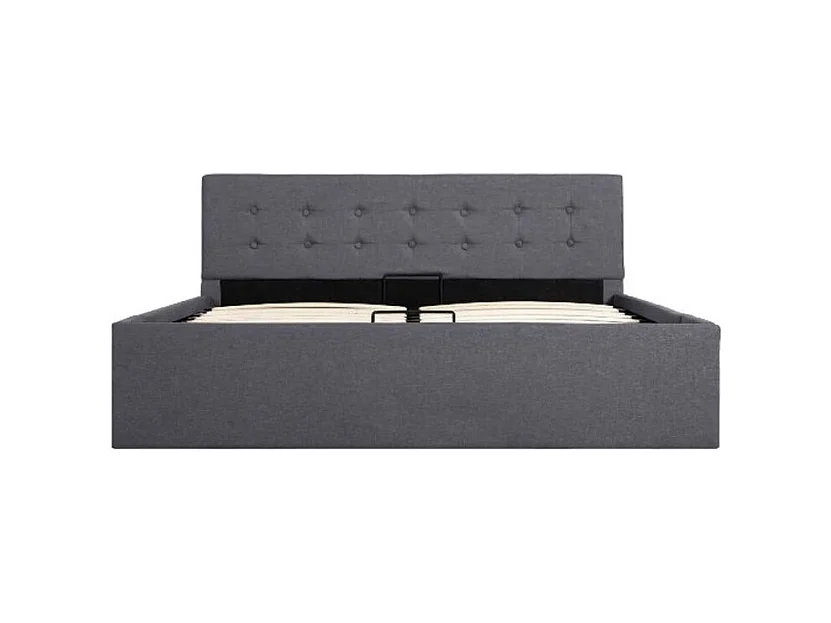Lit coffre tissu gris foncé Rundo 140x200