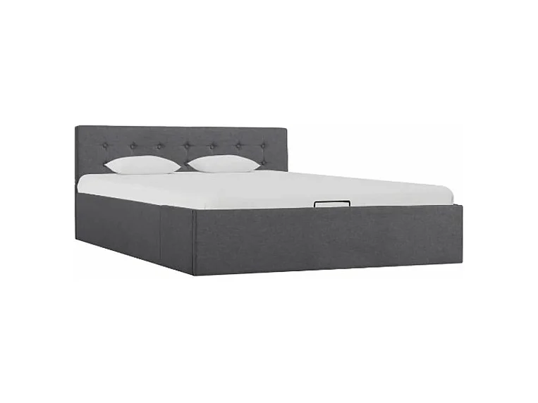 Lit coffre tissu gris foncé Rundo 140x200
