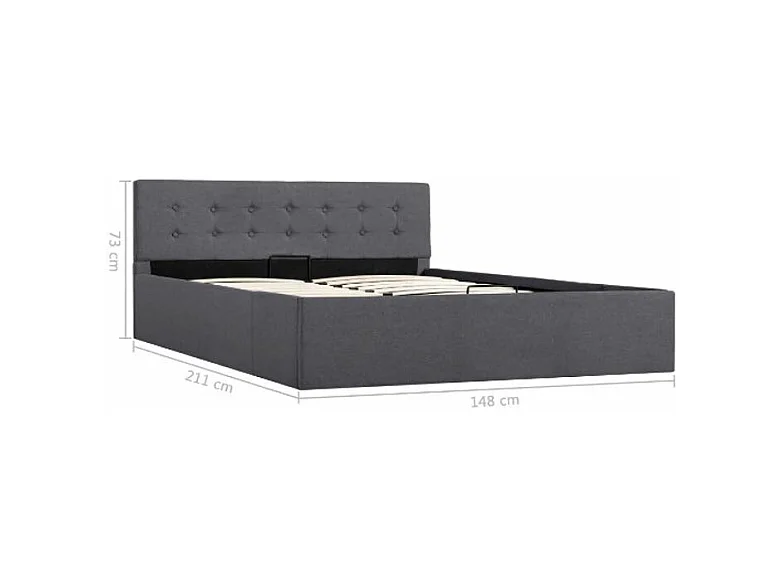 Lit coffre tissu gris foncé Rundo 140x200