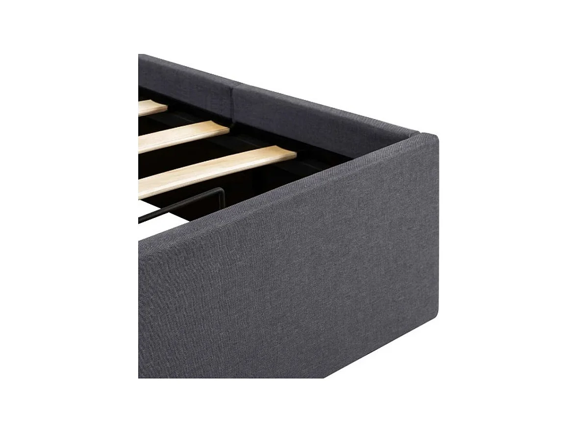 Lit coffre tissu gris foncé Rundo 140x200