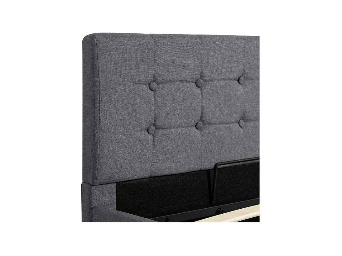 Lit coffre tissu gris foncé Rundo 140x200