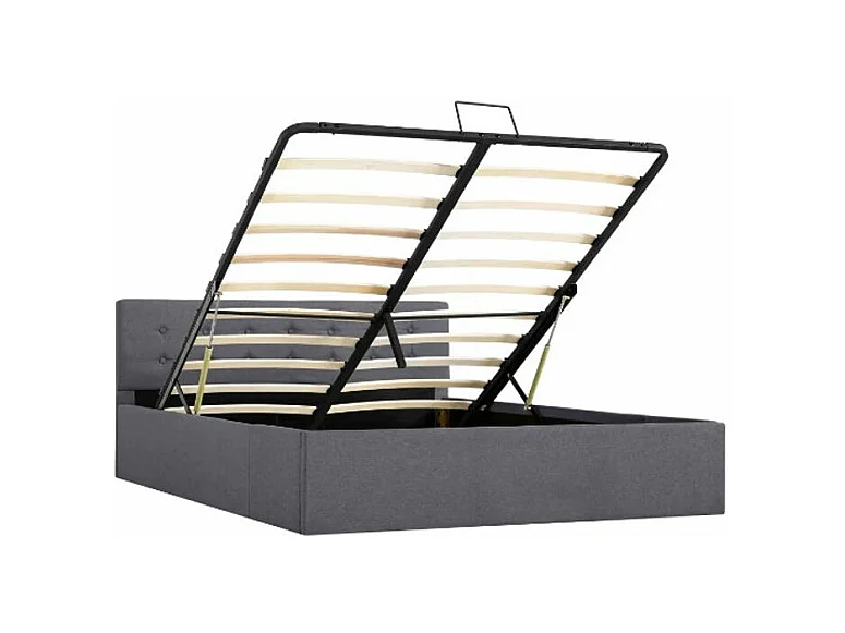 Lit coffre tissu gris foncé Rundo 140x200