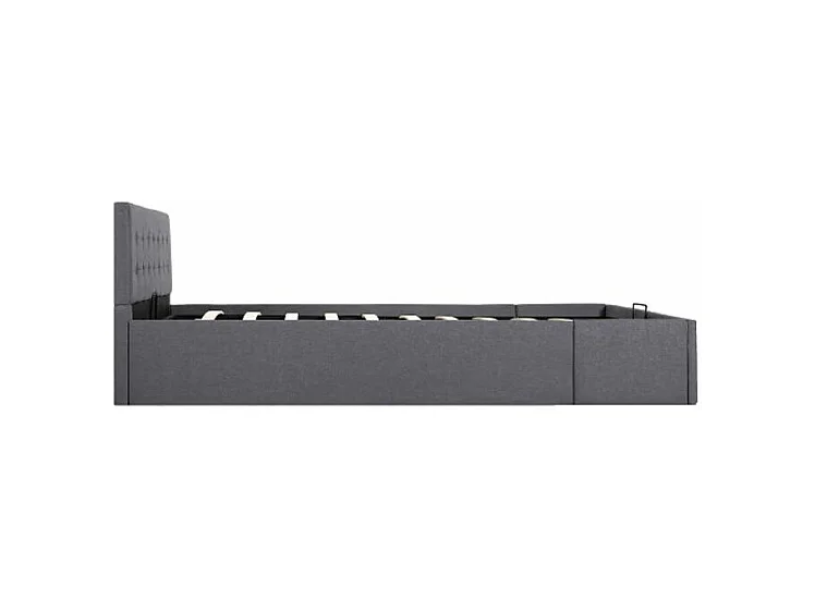 Lit coffre tissu gris foncé Rundo 140x200