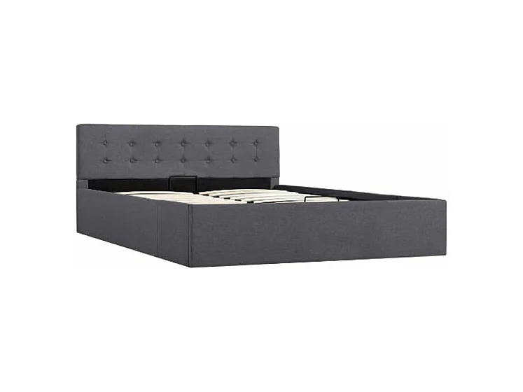Lit coffre tissu gris foncé Rundo 140x200