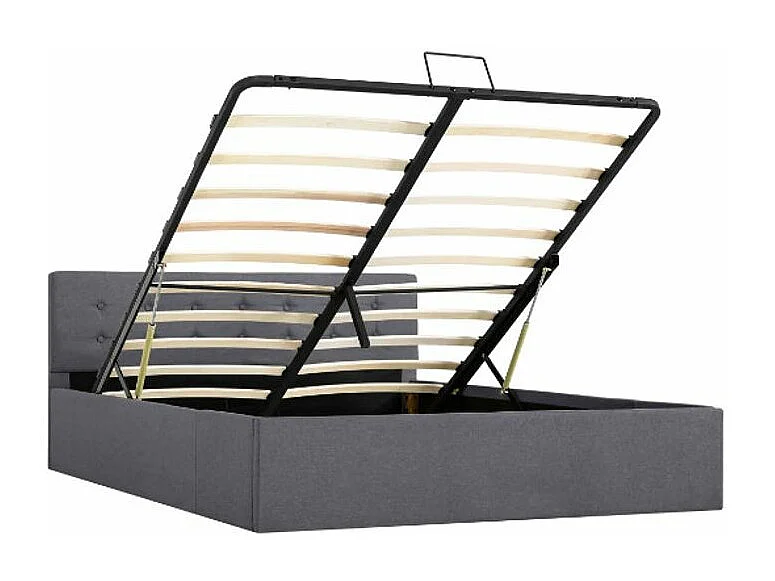 Lit coffre tissu gris foncé Rundo 140x200