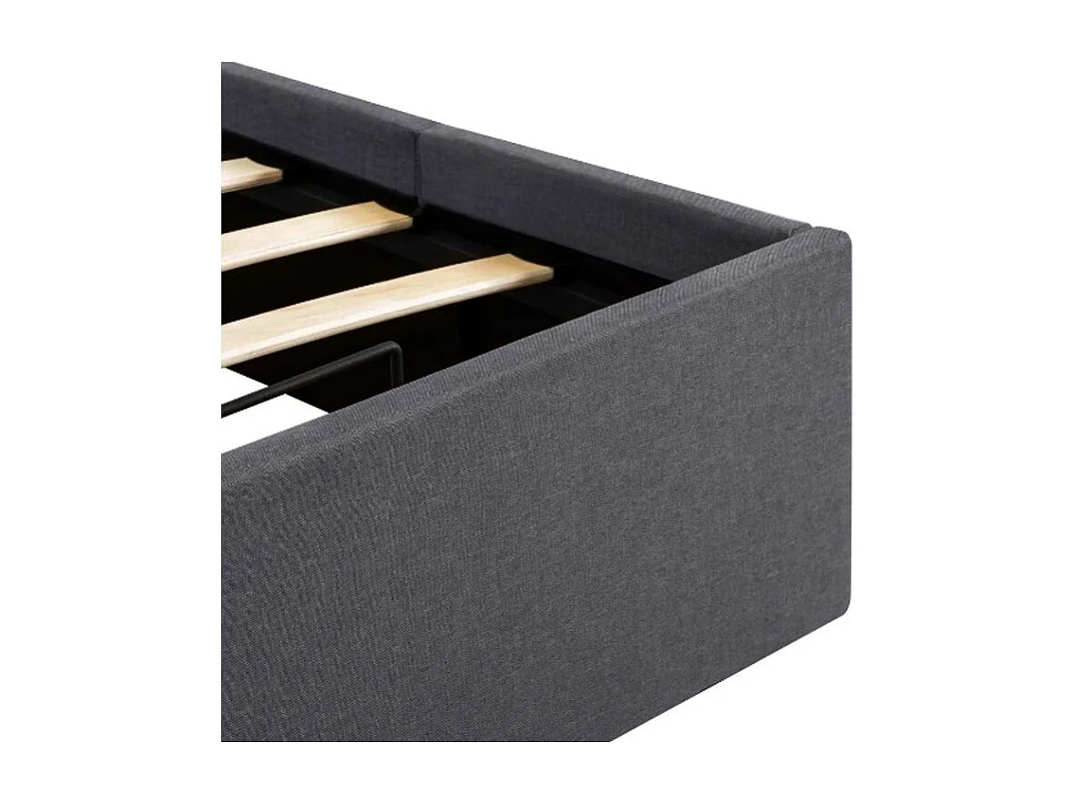 Lit coffre tissu gris foncé Rundo 140x200