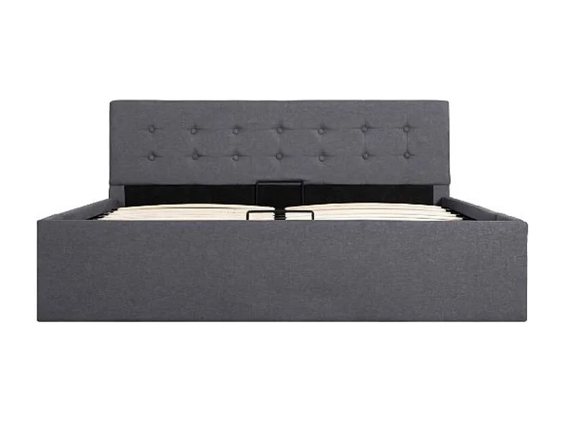 Lit coffre tissu gris foncé Rundo 140x200