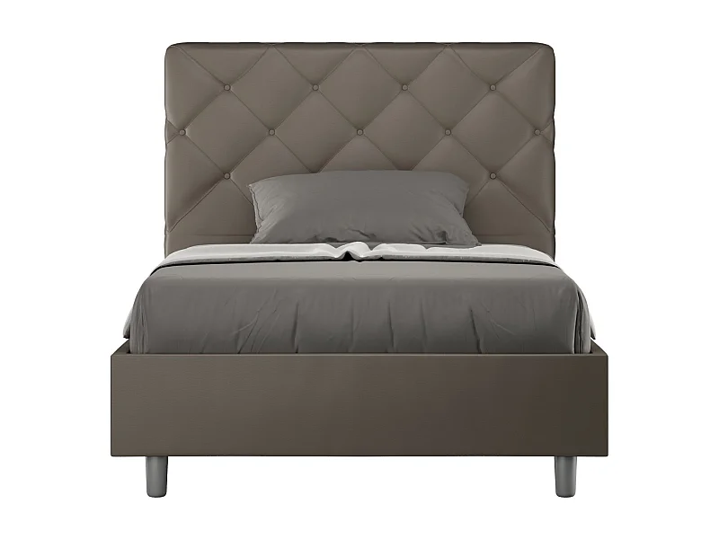 Letto con rete imbottito 90x190 similpelle cappuccino Priya