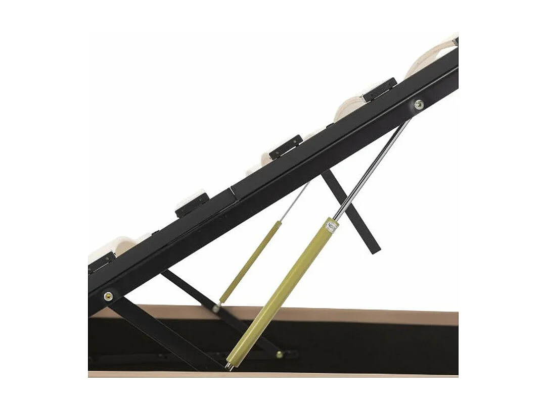 Lit coffre à LED simili cuir beige Rundi 140x200