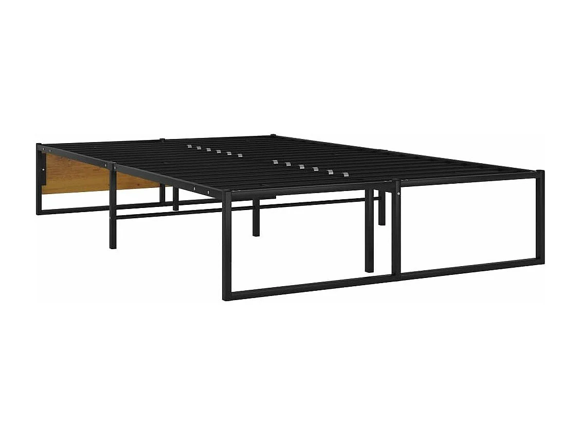 Cadre de lit en bois naturel et métal noir Voza-200x200