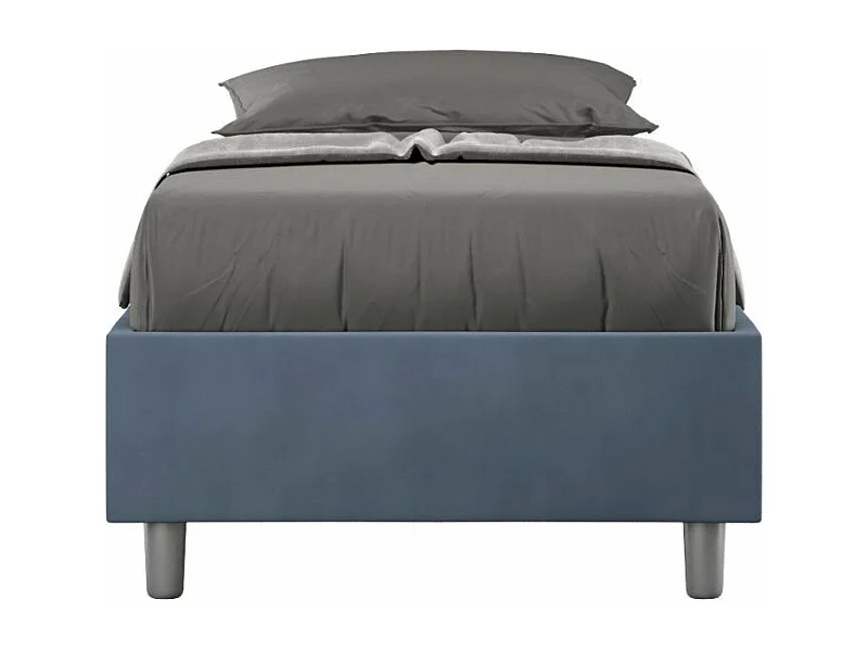 Avika modern microvezelbedframe-Kleur Donkerblauw-Slapen 90x190cm-Keuze Met boxspring