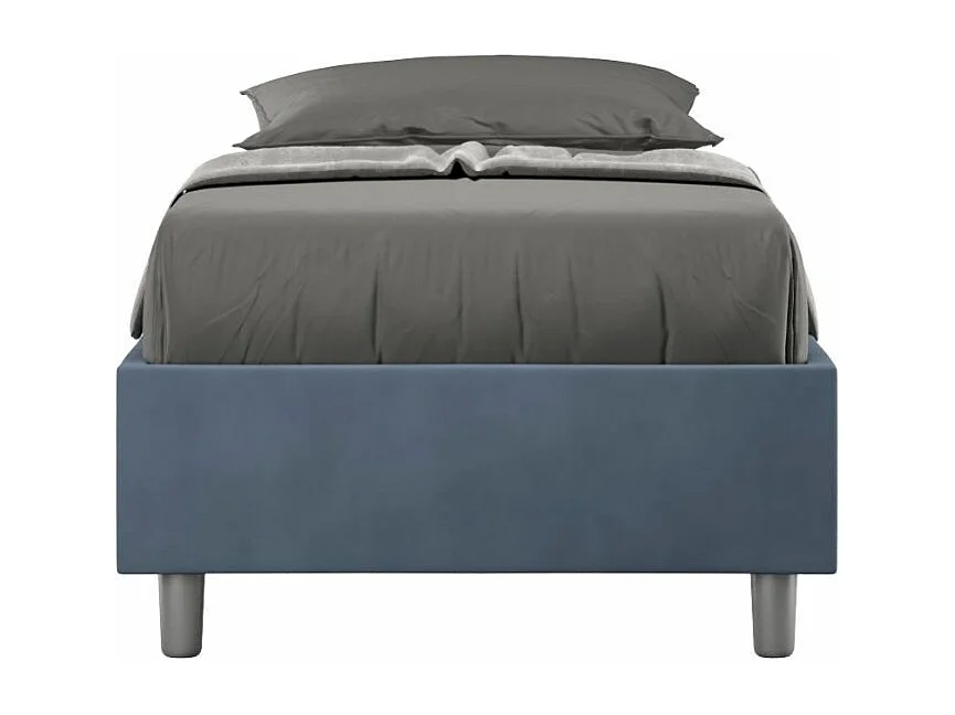 Avika modern microvezelbedframe-Kleur Donkerblauw-Slapen 90x190cm-Keuze Met boxspring