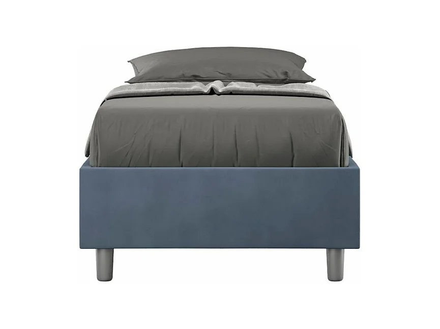 Cadre de lit moderne microfibre Avika-Couleur Bleu foncé-90x190-Option Avec sommier